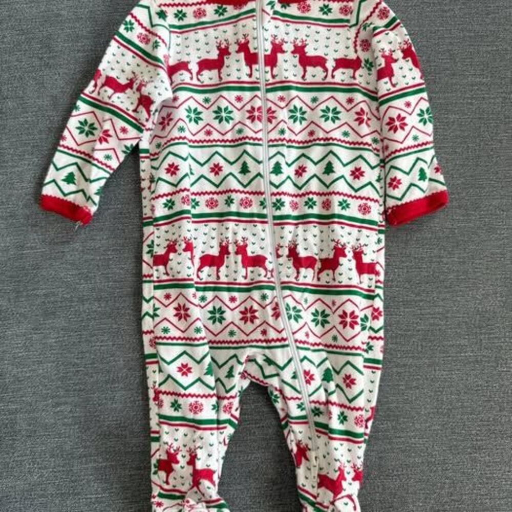 0-3M Holiday Time Baby Fair Isle Reindeer Footed Sleeper